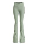 Green flare leggings