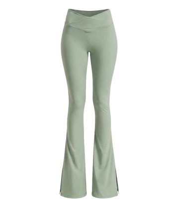 Green flare leggings